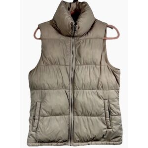 OLD NAVY Pink Puffer Vest Fleece Lined Quilted Full Zip Neutral Size M Gorpcore
